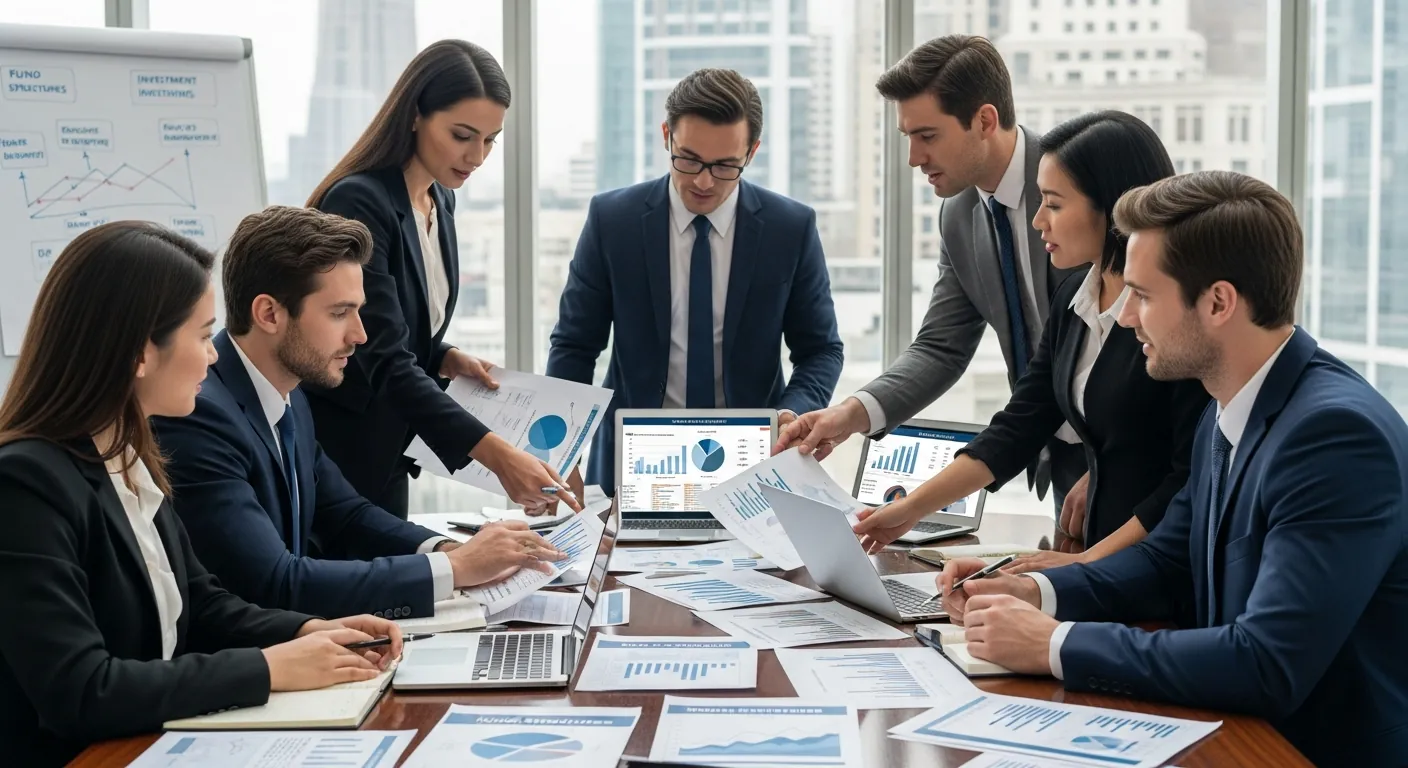 Investment team evaluating fund vs syndication structures