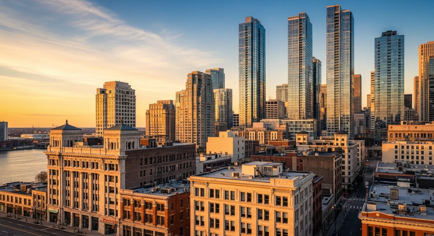 Urban skyline with potential conversion candidates