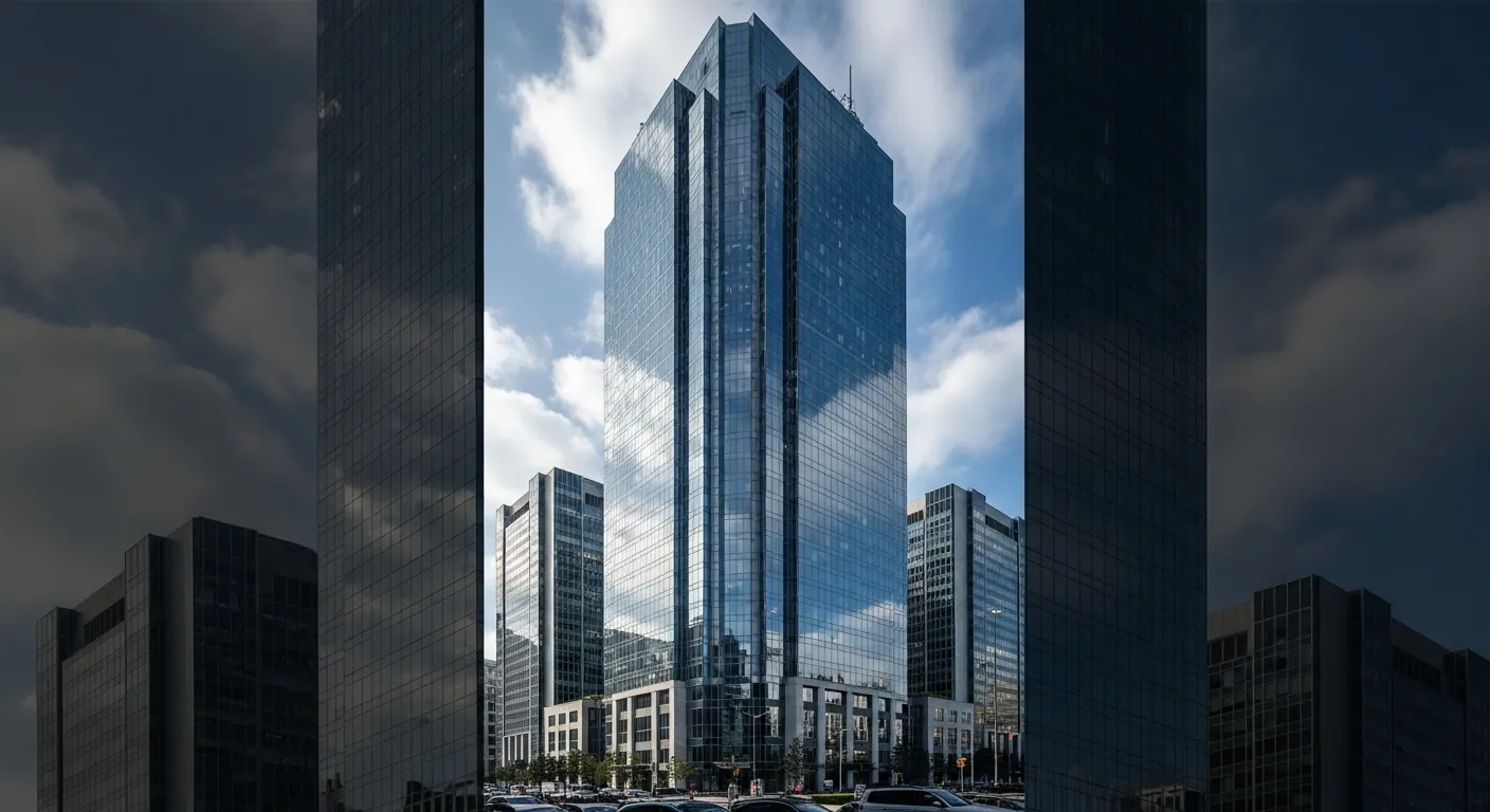 Contemporary high-rise building in financial district