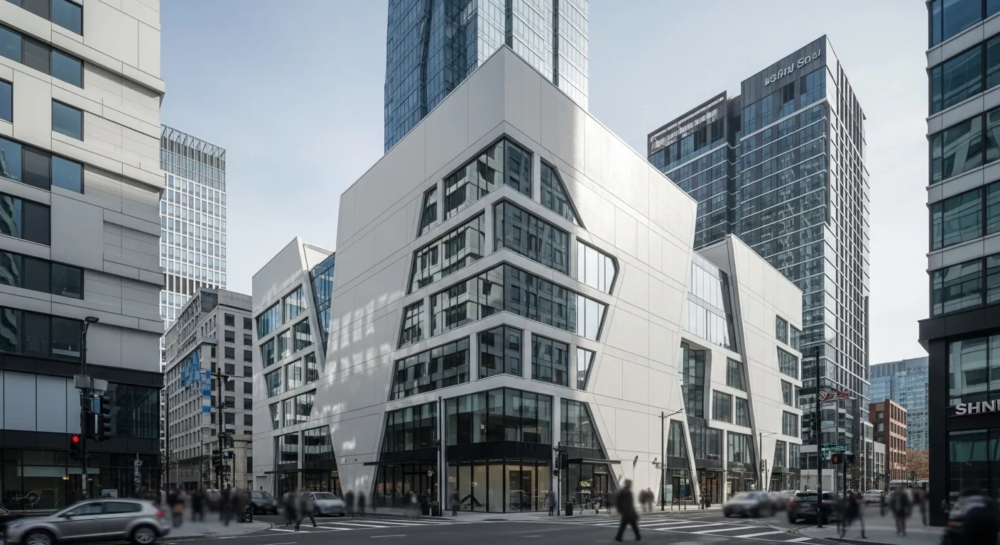 Contemporary white concrete commercial building