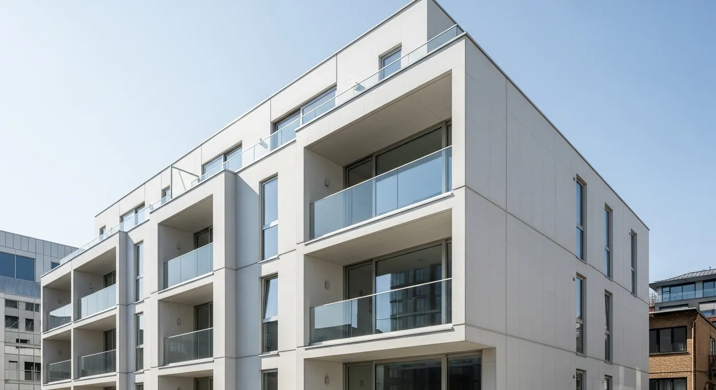 White concrete residential building exterior