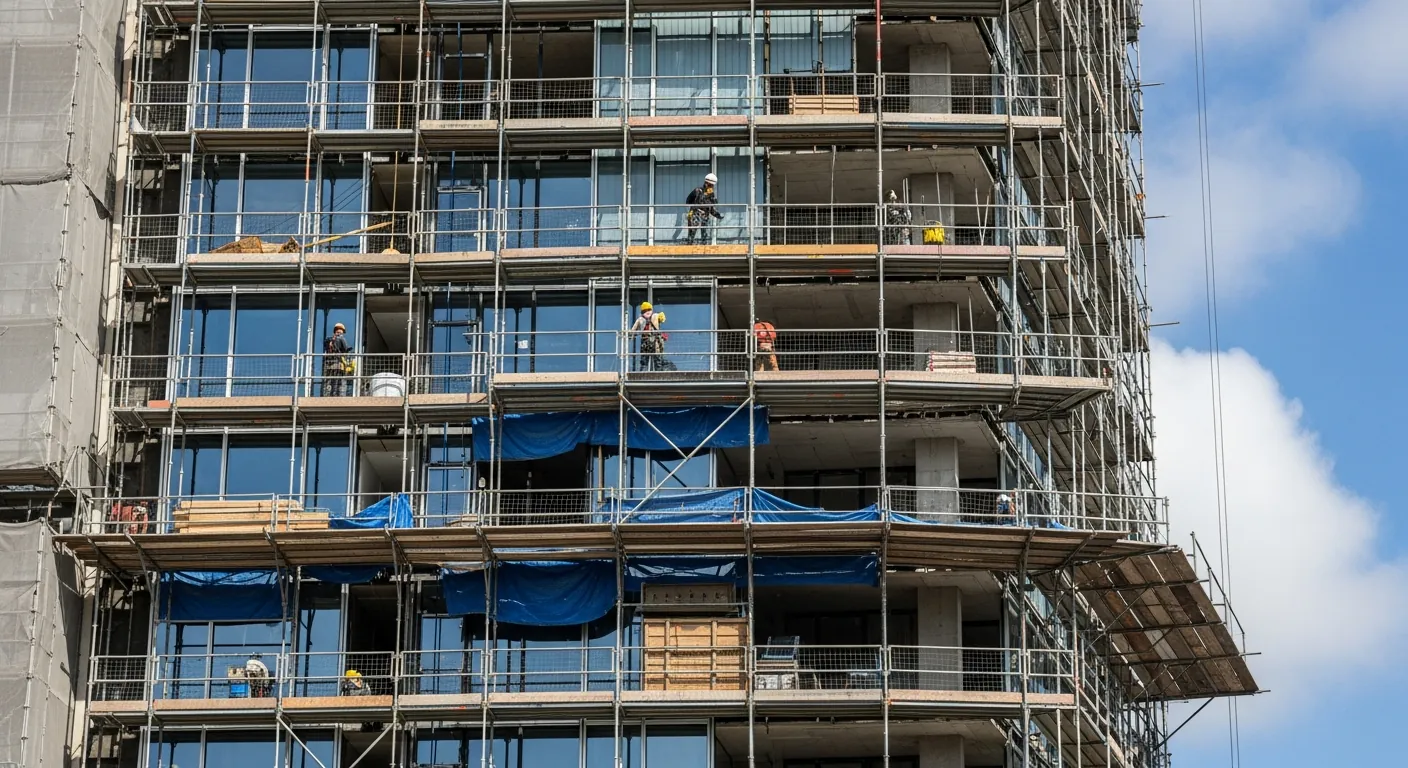 Scaffolding on building renovation project