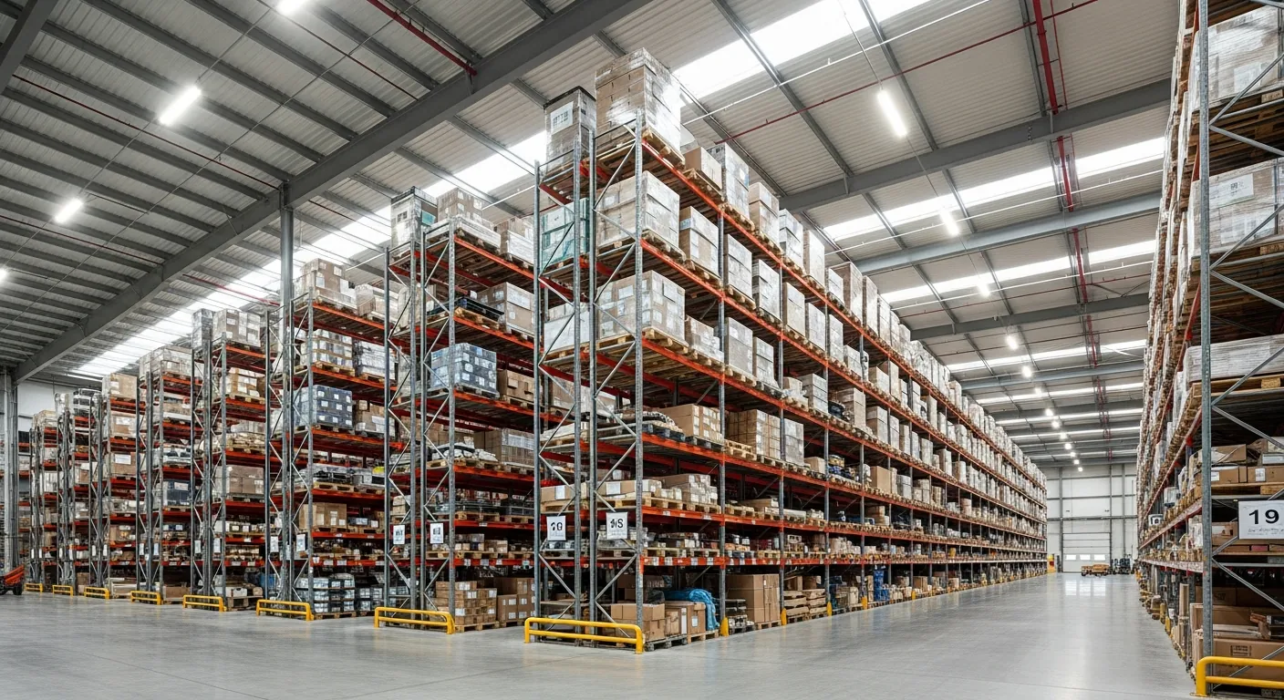 Large industrial warehouse filled with inventory
