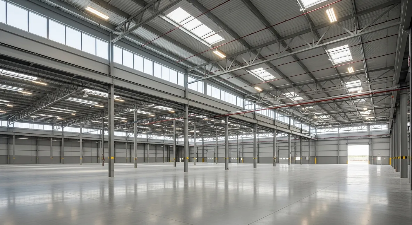 Spacious industrial warehouse interior
