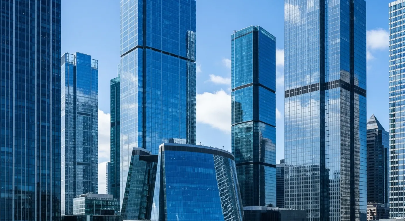 Modern skyscrapers with glass facades