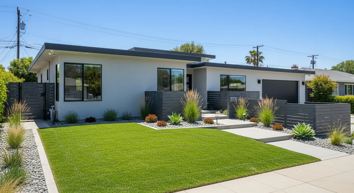 Residential property with modern landscaping