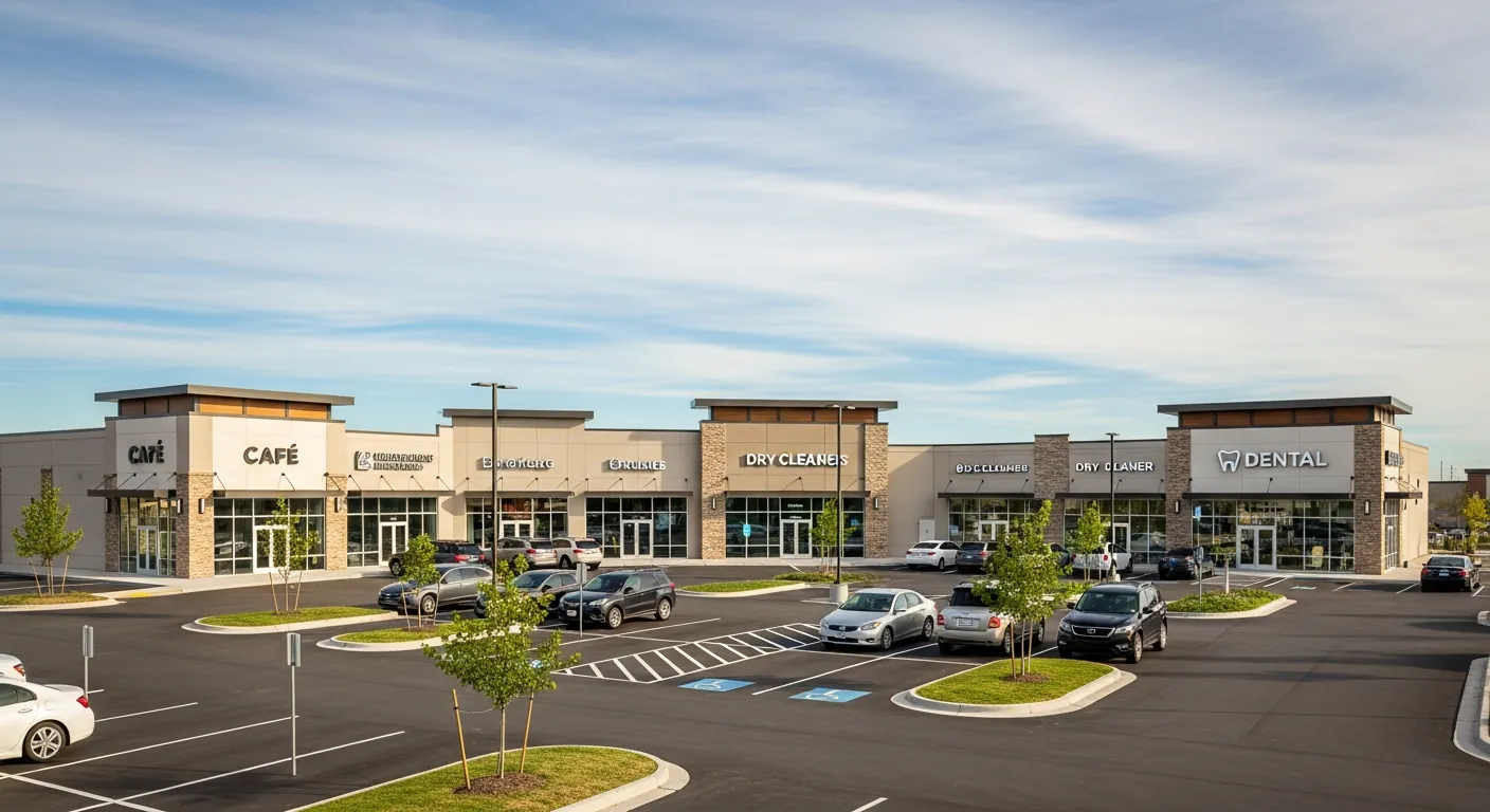 Suburban commercial strip center