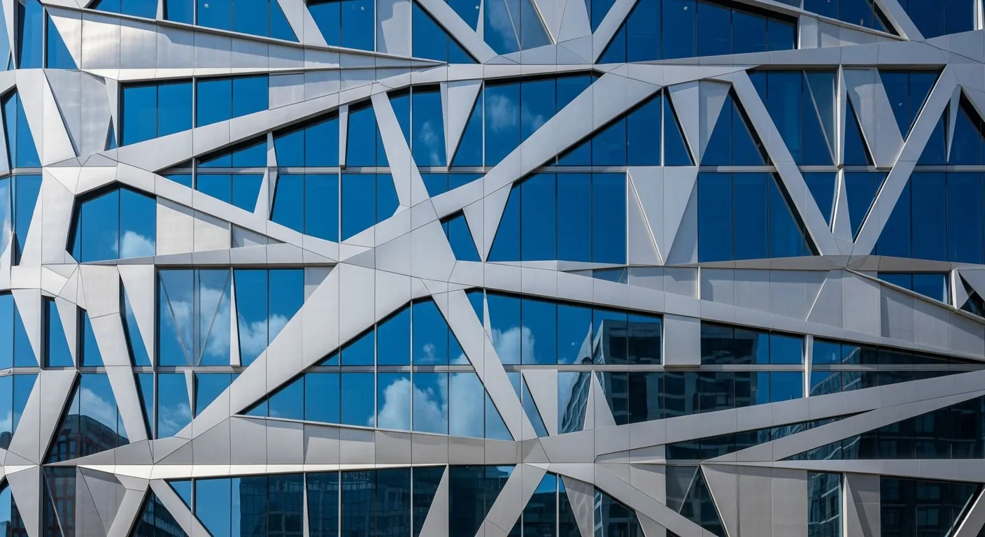 Geometric patterns on modern building facade