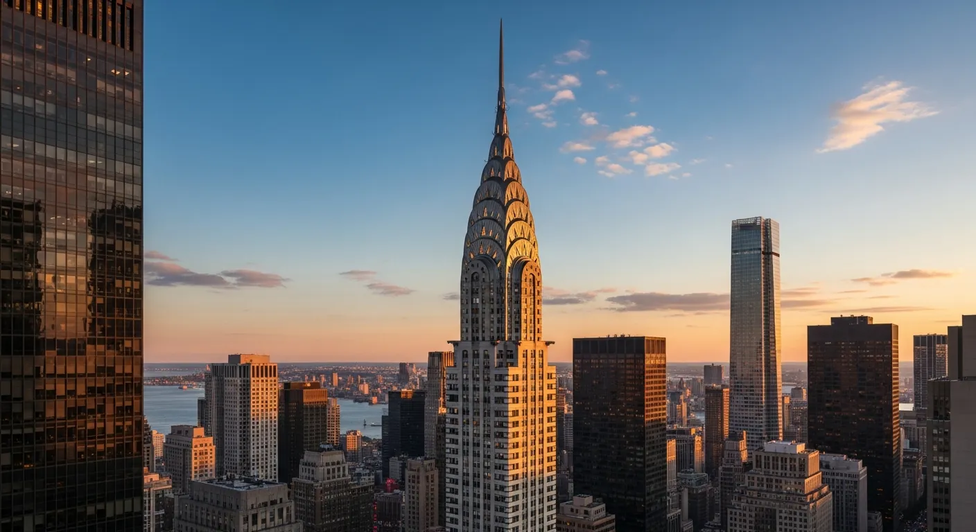 City landmark building with distinctive architecture