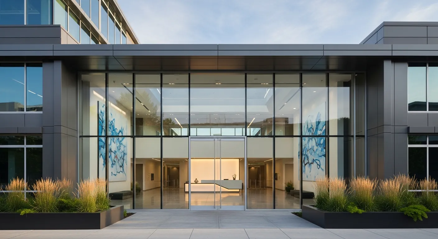 Contemporary office building entrance
