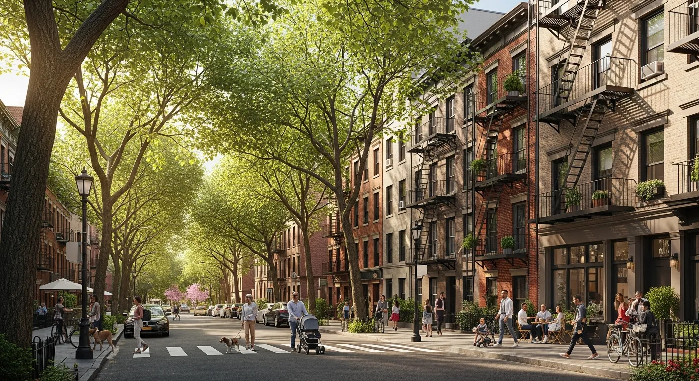 Urban neighborhood with apartment buildings
